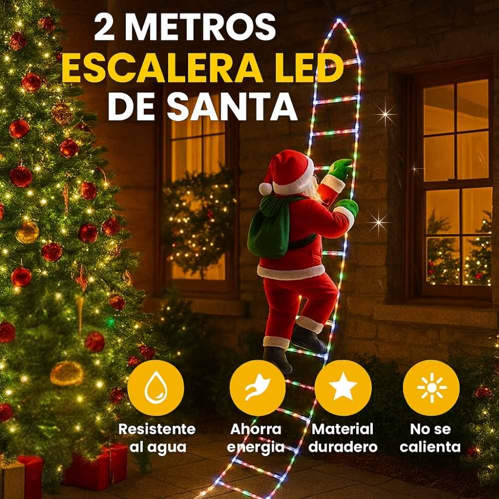 Escalera LED navideña con Papá Noel